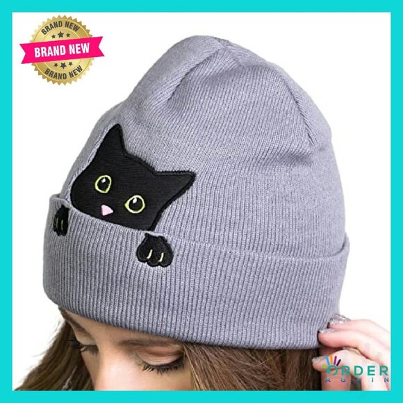 Cat Ear Beanie Winter Hat Cute Accessory Trending Y2K Chic Gift - Picture 2 of 8